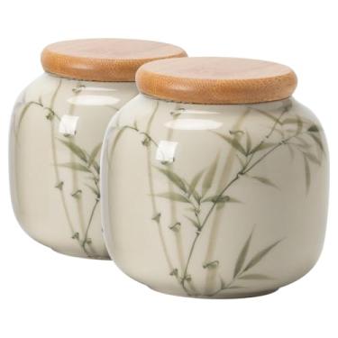 Imagem de MAGICLULU Potes De Cerâmica Para Cozinha, Armazenamento Alimentos Com Tampa Madeira, Estilo Chinês, Recipientes Soltos Chá, Açucareiro Servir Café E Especiarias