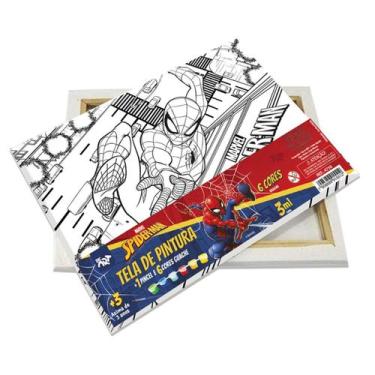 Imagem de Tela de Pintura Guache 6 Cores Sortidas e Pincel Spider Man - DAC