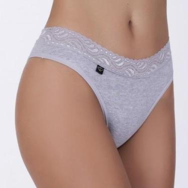 Imagem de Tanga em algodão egípcio com renda na cintura - Ahavá Store, P, Cinza,