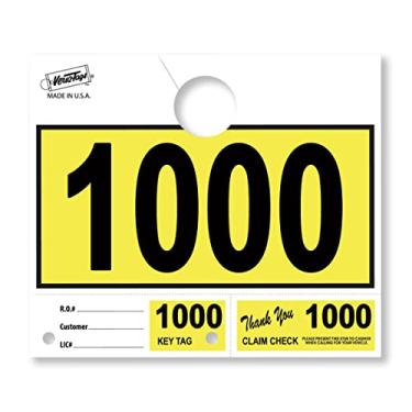 Imagem de Versa-Tags 1000 etiquetas amarelas de serviço de revendedor de carros números de envio de serviço, etiquetas de chave numeradas do departamento de serviço para oficina de mecânica chaveiro de 3 partes