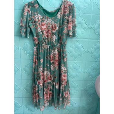 Imagem de Vestido verde com estampas -Tamanho G - Q bonita 