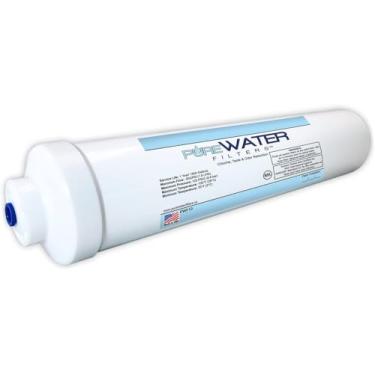 Imagem de Filtro de água em linha para geladeiras, máquinas de gelo, cafeteiras, fontes de água, refrigeradores de água, torneiras de pia, trailers, campistas e barcos – com encaixes de conexão rápida de 1/4"