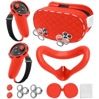 Imagem de MS.CLEO Conjunto De Capa De Silicone Compatível Com Acessórios Meta/Oculus Quest 3S, Capa De Silicone Para O Rosto, Capa Para Controle, Protetor De Lente De Câmera, Capa Vr Shell, Capa Protetora De