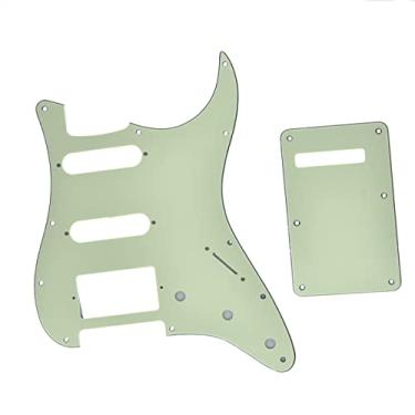 Imagem de KAISH 11 furos estilo ST/Strat Pickguard HSS Pick Guard com placa traseira ST Tremolo Trem capa para Stratocaster/Strat feito nos EUA/México verde menta 3 camadas