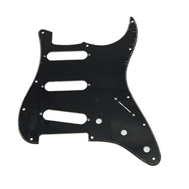 Imagem de KAISH 11 furos ST/Strat Style Pickguard SSS Pick Guard para Stratocaster/Strat Feito nos EUA/México Preto 1 Camada