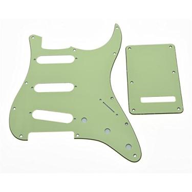 Imagem de KAISH Protetor de palheta SSS estilo ST/Strat de 11 furos com placa traseira ST capa tremolo trem para Stratocaster/Strat feita nos EUA/México verde menta 3 camadas