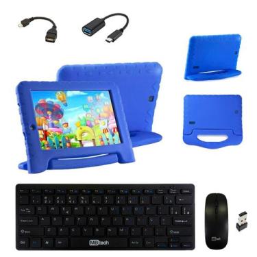 Imagem de Capa infantil Azul p/ Tablet M7s Plus M7 3G M7 4G + Teclado e Mouse Ki