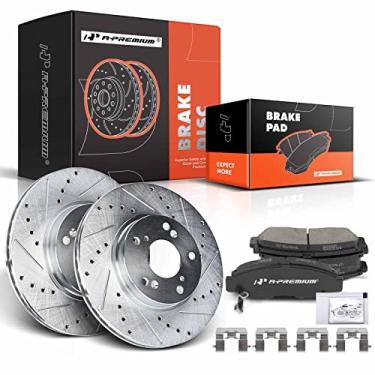 Imagem de A-Premium Kit De Rotores Freio A Disco Dianteiros Perfurados E Ranhurados 11,1 Pol. (282 Mm) + Pastilhas Cerâmica Compatíveis Com Modelos Acura Honda - Csx 06-11, Accord 03-07, Civic 06-10, Conjunto