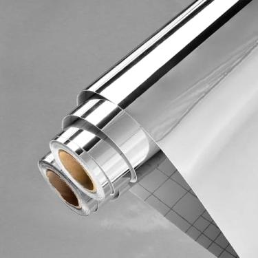 Imagem de Wallercity Adesivos de espelho brilhantes para paredes espelhos de vinil autoadesivos papel de parede para quarto, academia, banheiro, decoração de parede, à prova d'água, folhas de espelho sem vidro