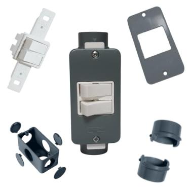 Imagem de Interruptor Duplo Kit Completo Caixa 4x2 Condolete Sobrepor (Cinza)