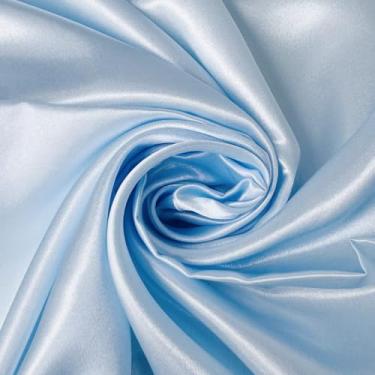 Imagem de SZRUIZFZ Tecido de cetim por The Yard Charmeuse Tecido de cetim 152 cm de largura para vestido de casamento, confecção de roupas, artesanato DIY, costura (azul bebê, cortado por jarda)