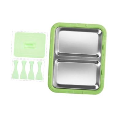 Imagem de ＫＬＫＣＭＳ Máquina de sorvete Forma de sorvete Atividades divertidas para Multiuso Fácil de limpar Prato frio instantâneo portátil caseiro DIY, Verde com Tampa