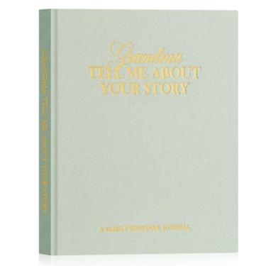 Imagem de Lanpn DiáRio de HistóRias da Avó Com Mais de 260 Perguntas, DiáRio Guiado da Avó Em Linho, Livro de MemóRias para Preencher, Presente para Vovó, Dia das MãEs de AniversáRio Natal, Verde