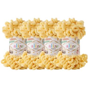 Imagem de 4 skn/Ball Alize Puffy Baby Fio cobertor grande 100% micropoliéster fio macio 400 g 39,3 jardas (509-limonada)