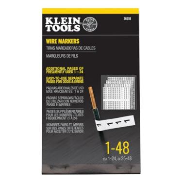 Imagem de Klein Tools 56250 Livro marcador de fio para gerenciamento de cabos, organização de painel elétrico, adesivos de etiquetas de arame, numerados 1-48