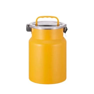 Imagem de ＫＬＫＣＭＳ Recipiente de alimentos com tanque selado versátil com alça recipiente decorativo para cereais pote hermético para lanches cereais açúcar café nozes, Amarelo