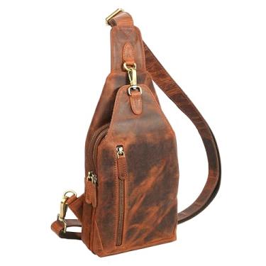 Imagem de ROCHERE Pochete de couro – Bolsa de cintura vintage e alça transversal para homens e mulheres - Bolsa de viagem com vários bolsos com alça ajustável