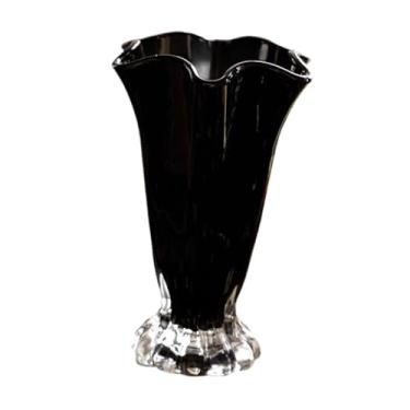 Imagem de Bothyi Vaso de vidro com pétalas, vaso decorativo para plantas, arranjo de flores simples, recipiente moderno para decoração de escritório e sala de estar, Preto