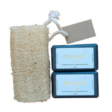 Imagem de Kit Felicità Masculino: 2 Sabonetes + Bucha Vegetal + Saco de Algodão 