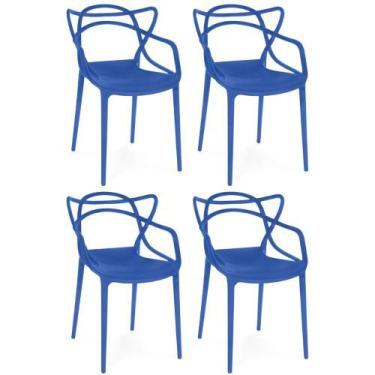 Imagem de Kit 4 Cadeiras de Jantar Allegra Prática Empilhável - Azul Petróleo - 