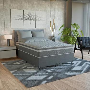 Imagem de Cama Box Casal Bipartido Cinza + Colchão Paris Molas Cinza - eShop cas