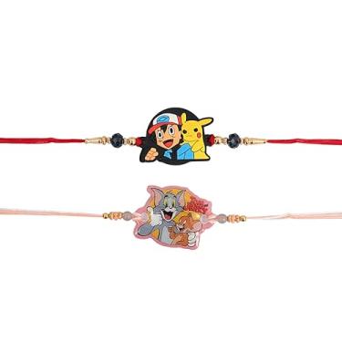 Imagem de IGH Rakhi de desenho animado de designer para irmão Rakhis com cartão comemorativo | Pulseiras Raksha Bandhan tradicionais e elegantes, Pack of 2, Sem Pedra Preciosa