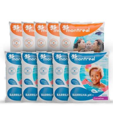 Imagem de Kit Barrilha Elevador Ph Sulfato Aluminio Montreal Piscina 10 Uni