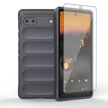 Imagem de Asuwish Capa de celular para Google Pixel 6A 5G 2022 com protetor de tela de vidro temperado e TPU macio, fina, à prova de choque, proteção de silicone, acessórios Pixel6A A6 para mulheres, homens,