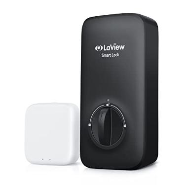 Imagem de LaView Trava de porta, conexão habilitada WiFi e Bluetooth Smart Lock e trava de entrada sem fio e sem chave, serve para o seu fecho existente, a trava inteligente inclui o gateway LaView, compatível com Alexa