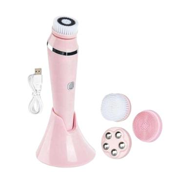 Imagem de KiBcsLic Escova de Limpeza Facial Feminina, Ferramenta de Limpeza com Cabeça de Escova, Esfoliante Facial para Viagem, rosa