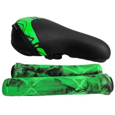 Imagem de Kit Selim c/ Manopla Gts-K Tipo Ddk Bike Bmx Freeride Grau, Verde