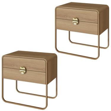 Imagem de Kit 02 Mesas De Cabeceira 2G Organica 60 cm 28062 Hanover Dourado Artesano