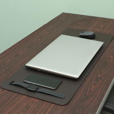 Imagem de Desk Pad Mouse Pad Feroz Wf 90x40 e Porta Copos Cor:Café