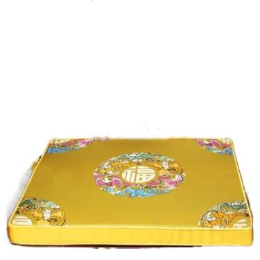 Imagem de Almofadas de assento personalizadas de brocado de seda chinesa espessas almofadas de cadeira com laços cadeira de jantar poltrona de sofá antiderrapante decoração de casa (45 x 40 x 4 cm, amarelo