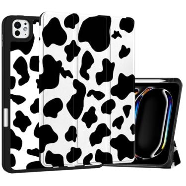 Imagem de Deokke Capa compatível com iPad Pro de 11 polegadas M4 de 5ª geração (2024) com suporte para lápis, capa traseira de TPU para hibernar/despertar automática com carregamento de lápis para iPad,