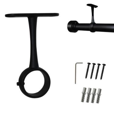 Imagem de Refila Suporte de montagem no teto para varão de cortina, conjunto de 2 (Preto)