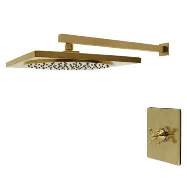 Imagem de Kingston Brass KB8347AXSO Torneira de chuveiro balanceada de pressão de manípulo único de restauração, latão escovado
