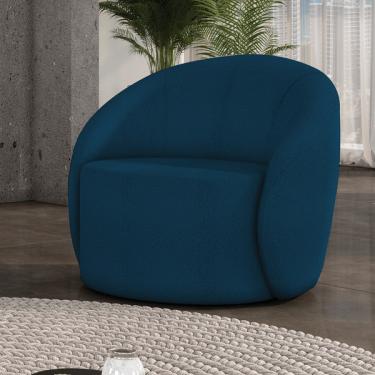Imagem de Poltrona Decorativa Orgânica Giratória Lua Bouclê Azul D03 -