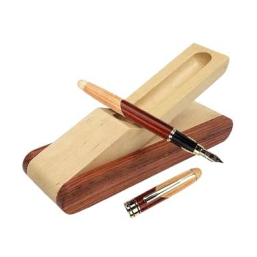 Imagem de ＫＬＫＣＭＳ Conjunto de canetas com suporte para display de caneta única, estojo de madeira portátil para lápis, organizador estacionário para crianças, Tyoe a