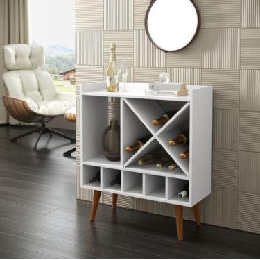 Imagem de Adega Bar Aparador Alyce Estilo Retrô Pés palito cor Branco - Comprar 