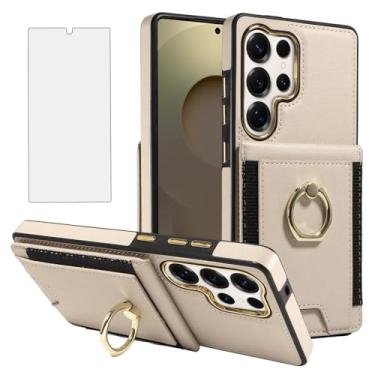 Imagem de Asuwish Capa de celular para Samsung Galaxy S25 Ultra 5G carteira celular com protetor de tela fina de couro PU compartimento para cartão com bloqueio de RFID anel suporte S25Ultra 25S S 25 25Ultra