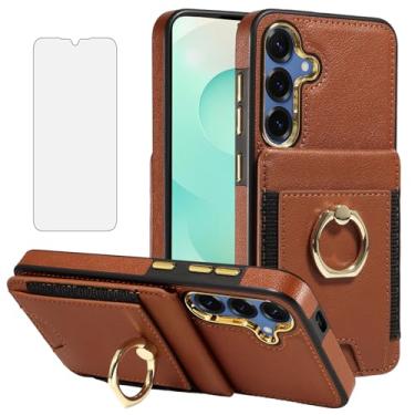 Imagem de Capa de telefone para Samsung Galaxy S24 Plus/S25 Plus S24+ S25+ 5G Capa carteira com protetor de tela, suporte de cartão de couro, anel com bloqueio de RFID, suporte S24Plus 24S + S 24 24+ S25Plus