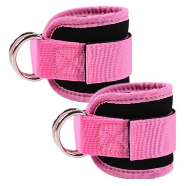 Imagem de Aacehlh Tira de tornozelo para máquina de cabos, 1 par de punhos acolchoados de neoprene ajustável para extensões de perna, exercícios de glúteos, academia para mulheres e homens (rosa)