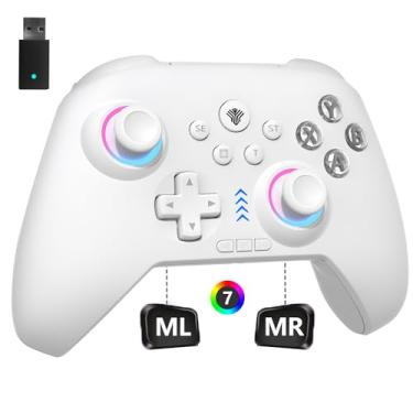 Imagem de Controle de PC sem fio de 2,4 G com iluminação RGB, teclas de programação, joysticks de salão/gatilhos de salão/vibrações, controle de interruptor de três modos, funciona para Windows PC, Android