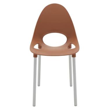 Imagem de Cadeira Tramontina Elisa Em Polipropileno Terracota Com Pernas De Alumínio Anodizado