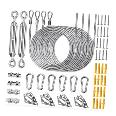 Imagem de MFMEXUL Kit de Acessórios para Toldo de Sombra, Kit Portátil de Fixação de Fio de Metal para Pátio, Praia E Jardim, 52 PeÇas, Tamanho real