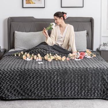 Imagem de WOOMER Cobertor aquecido tamanho casal 196 cm x 213 cm, cobertor elétrico com controle, temporizador de 0,5 a 12 horas e 10 níveis de aquecimento, certificado ETL, padrões de rosas cinza escuro pele