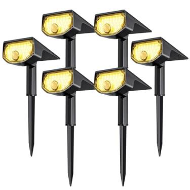 Imagem de AloftSun Luzes externas com sensor de movimento solar, luzes de ponto de sensor de movimento à prova d'água - 30 LED/3 modos de holofotes alimentados por energia solar, iluminação de paisagem para