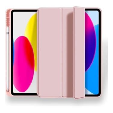 Imagem de Popshope Capa Smart Flip PREMIUM para iPad 10.9" 2022/11" A16 2025, Proteção Anti-Impacto, Suporte para Apple Pencil, Tampa Magnética com Função Sleep (Rosa Claro)