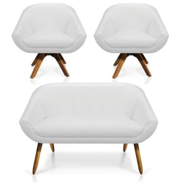 Imagem de Kit 01 Namoradeira 02 Lugares E 02 Poltronas Giratória Giovana Corino Mm30 Branco